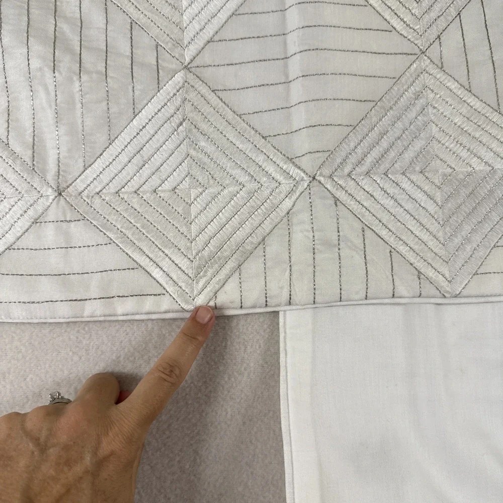 Hotel Collection Euro Shams Finest Bed Linen Embroidered Silver Cotton Silk READ